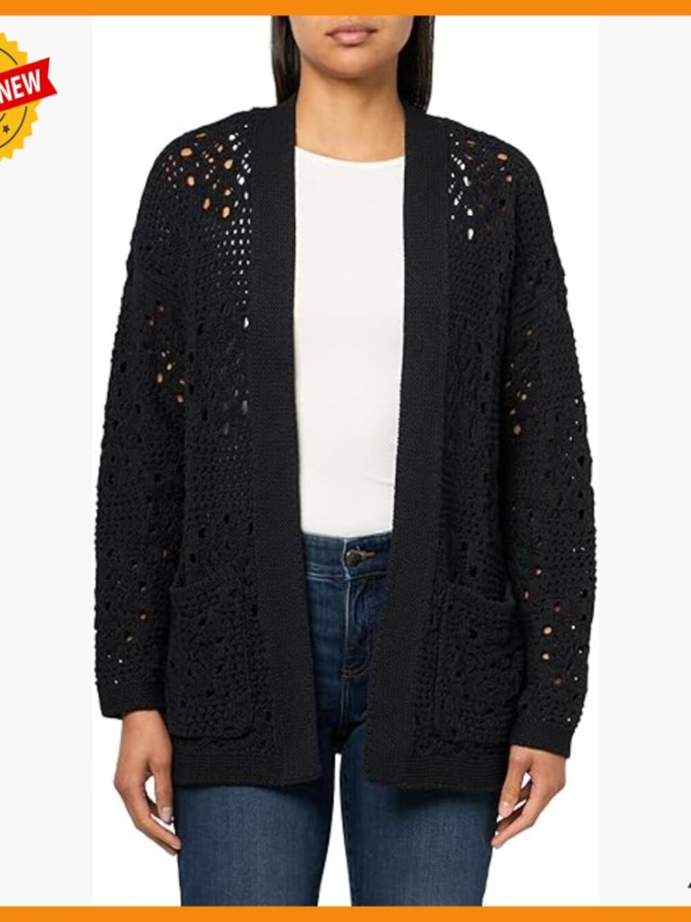 Cotton Mixed Stitch Cardigan with Patch Pockets, Long Sleeves
